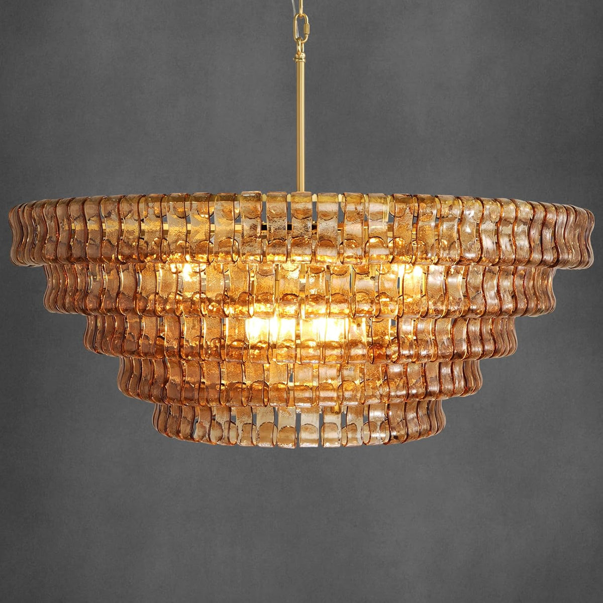YIOSI Large Chandelier, 48" Gold Chandelier for Dining Room, 8-Light Round Drum Kitchen Island Hanging Light Fixture Perfect for Living Room, Bedroom