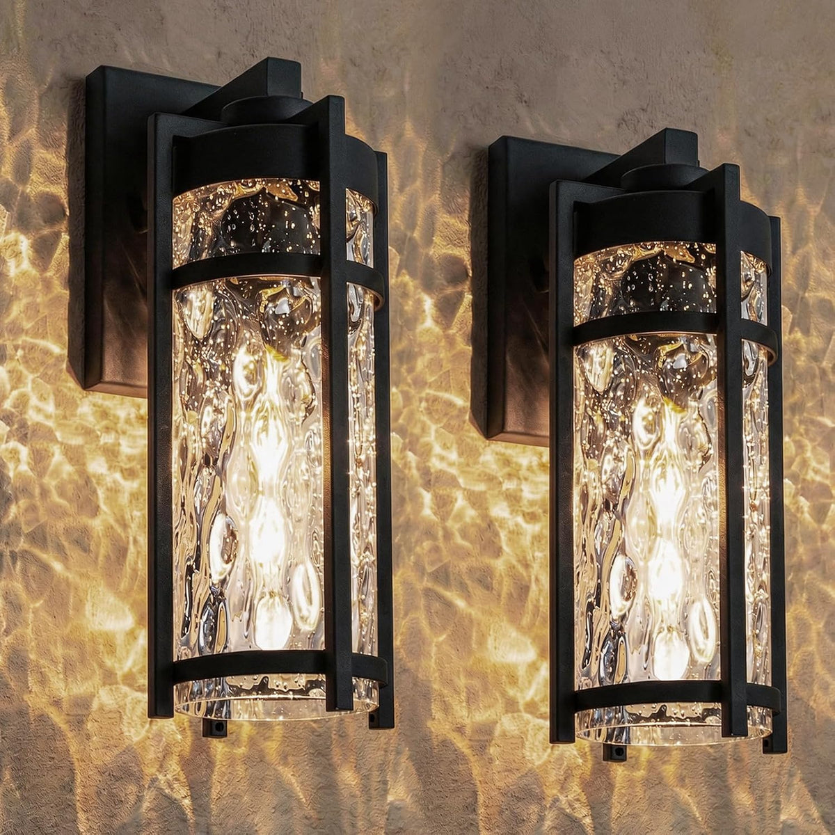 Outdoor Wall Light Fixtures, Waterproof Front Porch Light, Modern Exterior Lighting with E26 Socket, Wall Sconce Lantern Lamp, Black Outside Light for Front Door, House, Garage, Patio (2 Pack)