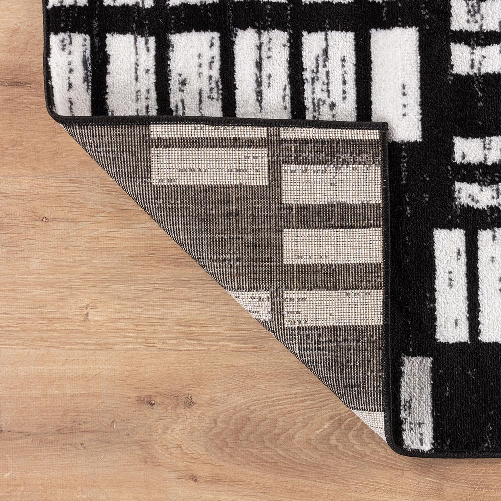 Rugshop Contemporary Modern Abstract Geometric Area Rug Black 4' x 6'