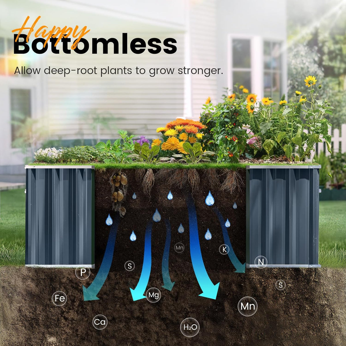 KING BIRD Raised Garden Bed Heightened for Deep-Rooted Plants 101x36x24 in