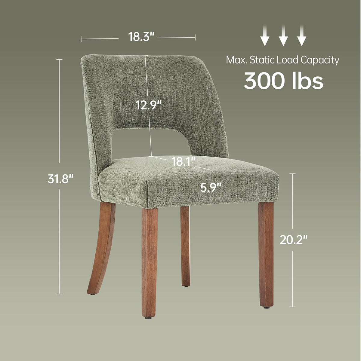 keoni Wooden Dining Chairs Set of 4 with Rubberwood Legs and Open Back