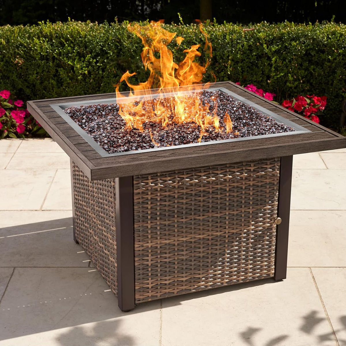 onlyfire 30" Square Fire Pit Flat Pan with Burner Ring, 296,000 BTU