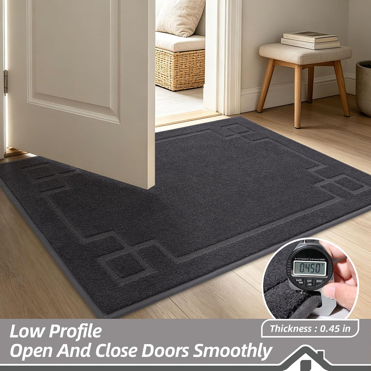 BEQHAUSE Door Mat 32" x 48", Non-Slip Door Mats Indoor Washable, Dark Grey