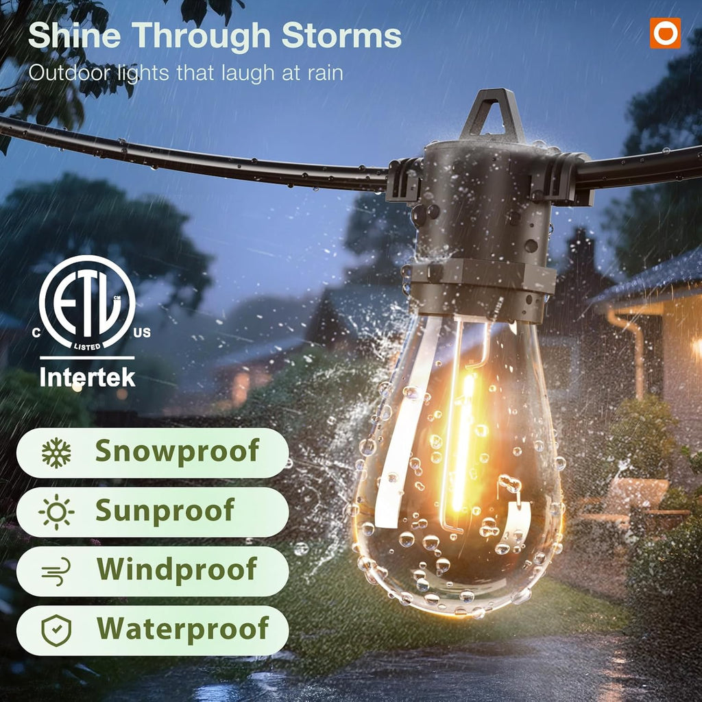 addlon 200FT Outdoor String Lights LED with Remote Dimmable Waterproof