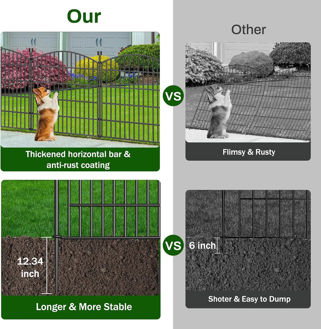 10 Panel No Dig Decorative Garden Fence with Gate 32"H x 23.6'L Dog Barrier