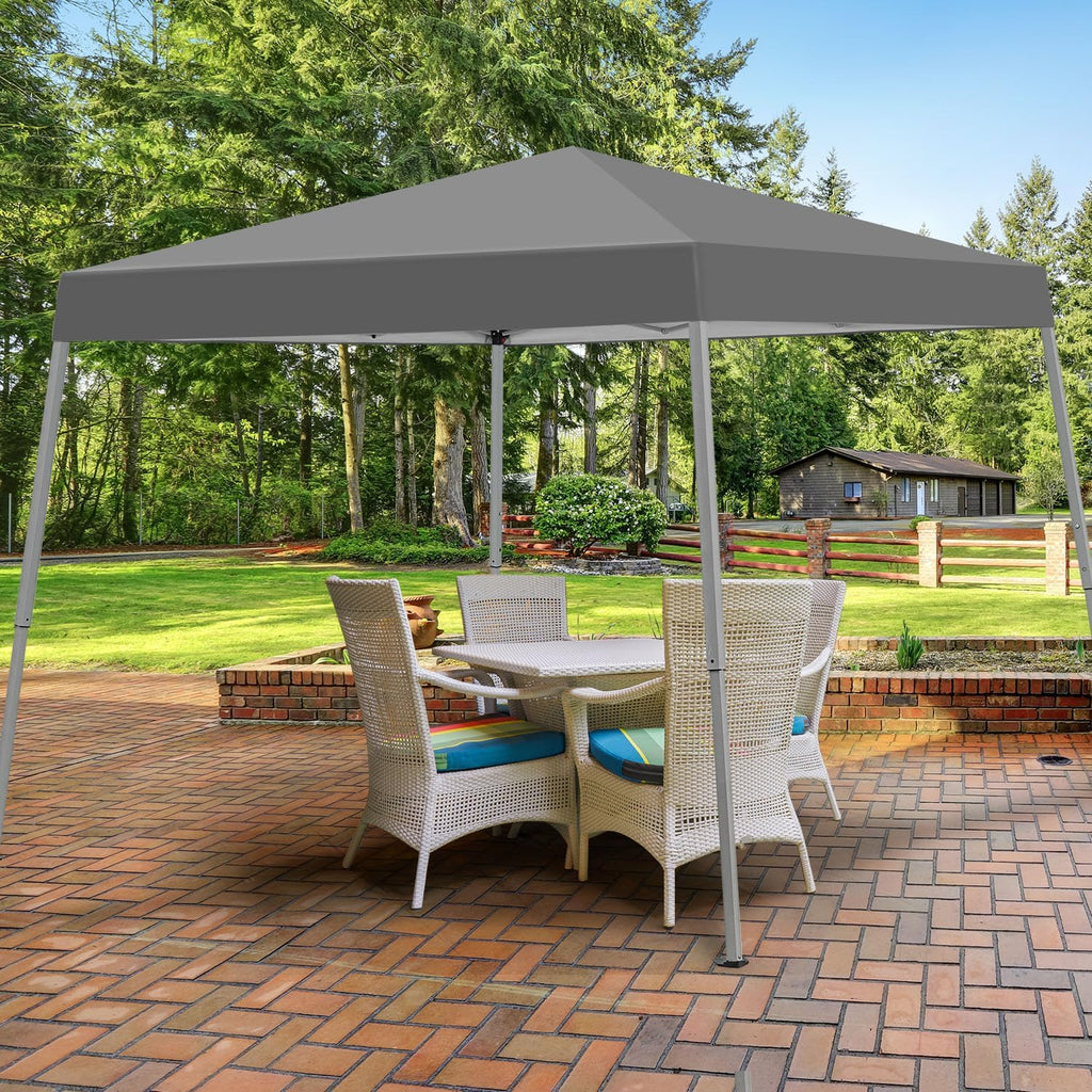 10x10ft slant leg pop up canopy tent, portable on a desk or shelf