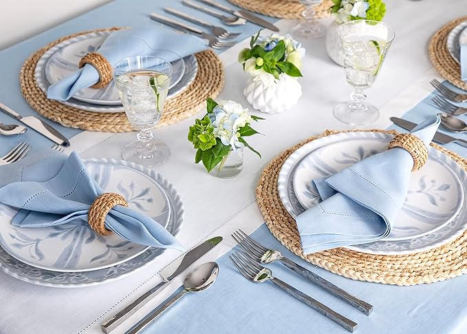 Solino Home Linen White Table Runner 132 Inches Long - 100% Pure Linen Extra Long Table Runner 14 x 132 Inch for Fall, Autumn, Halloween, Thanksgiving, Holiday - Classic Hemstitch