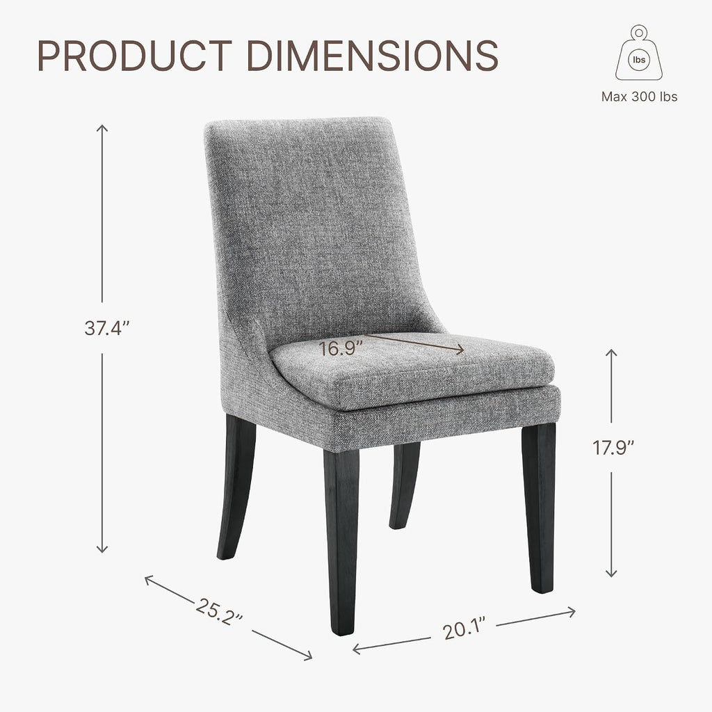 KISLOT Upholstered Dining Chairs Modern Sidechair Performance Fabric High Back Armlesschair for Diningroom Kitchen, Dark Grey, Set of 2(1 Box)