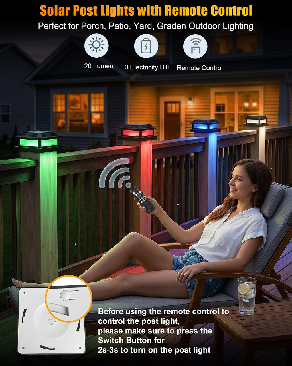 solar post cap lights, fits 5x5 4.5x4.5 4x4 shown in use