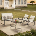 Ahomly Outdoor Patio Furniture Set 4 Pieces, Conversation Textilene, White