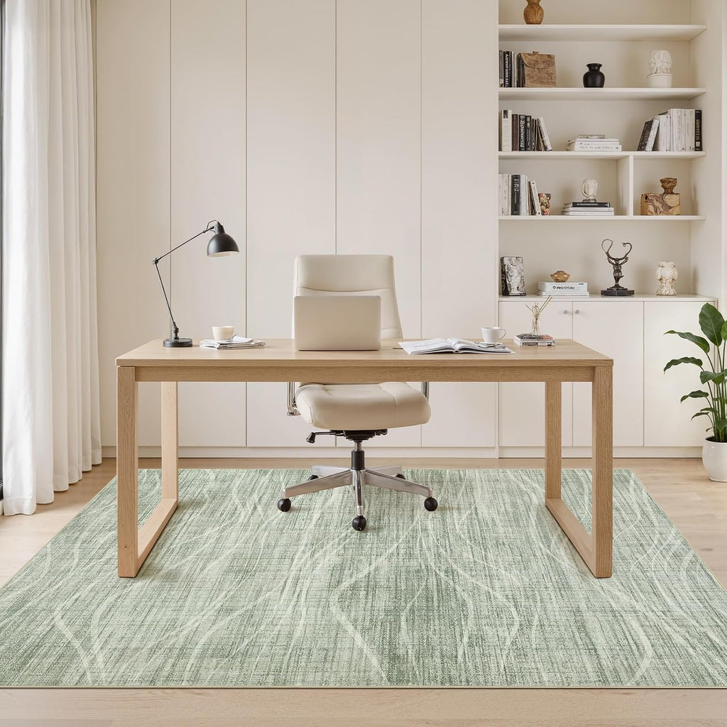 WITSHOCK 10x14 Area Rugs for Living Room, Washable Rug Large Carpet Green