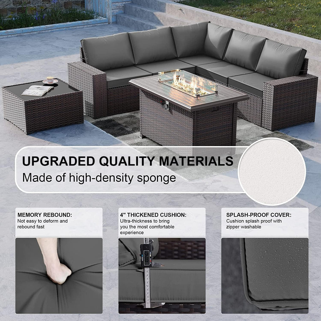 Kullavik 10 Piece Outdoor Patio Furniture Set with Fire Pit & Swivel Chairs