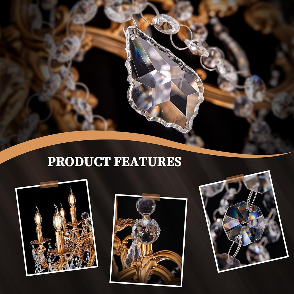 Wellmet Crystal Chandeliers 35.9" Vintage Antique Bronze Chandelier