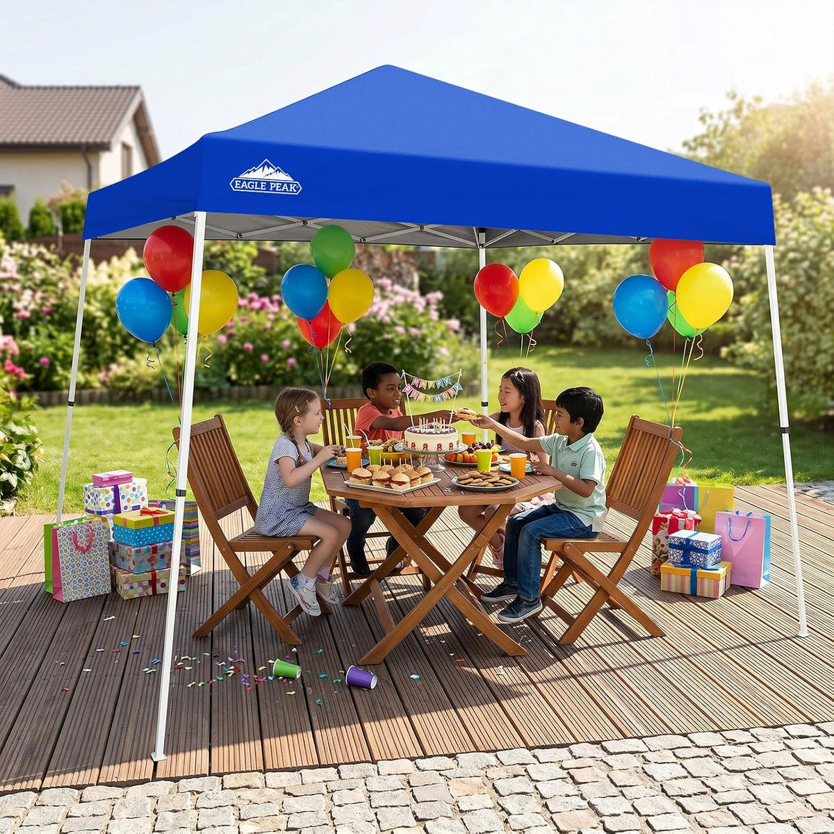 EAGLE PEAK 10x10 Slant Leg Pop Up Canopy Tent, Blue