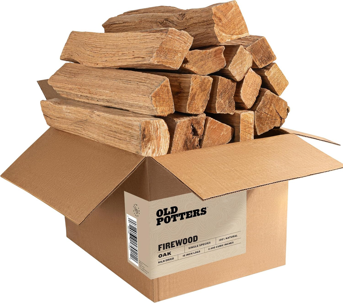 Old Potter Kiln Dried Firewood, ~1.5 Cu Ft ~ 38-45 lbs, for Solo Stove, Firepits and Fireplaces or Cooking, 16 Inch Logs, Oak