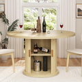 47.24" Round Dining Table for 4, Farmhouse Fluted Kitchen Tables Dining Room Circle Dinner Table, Modern Wood Kitchen & Dining Room Tables