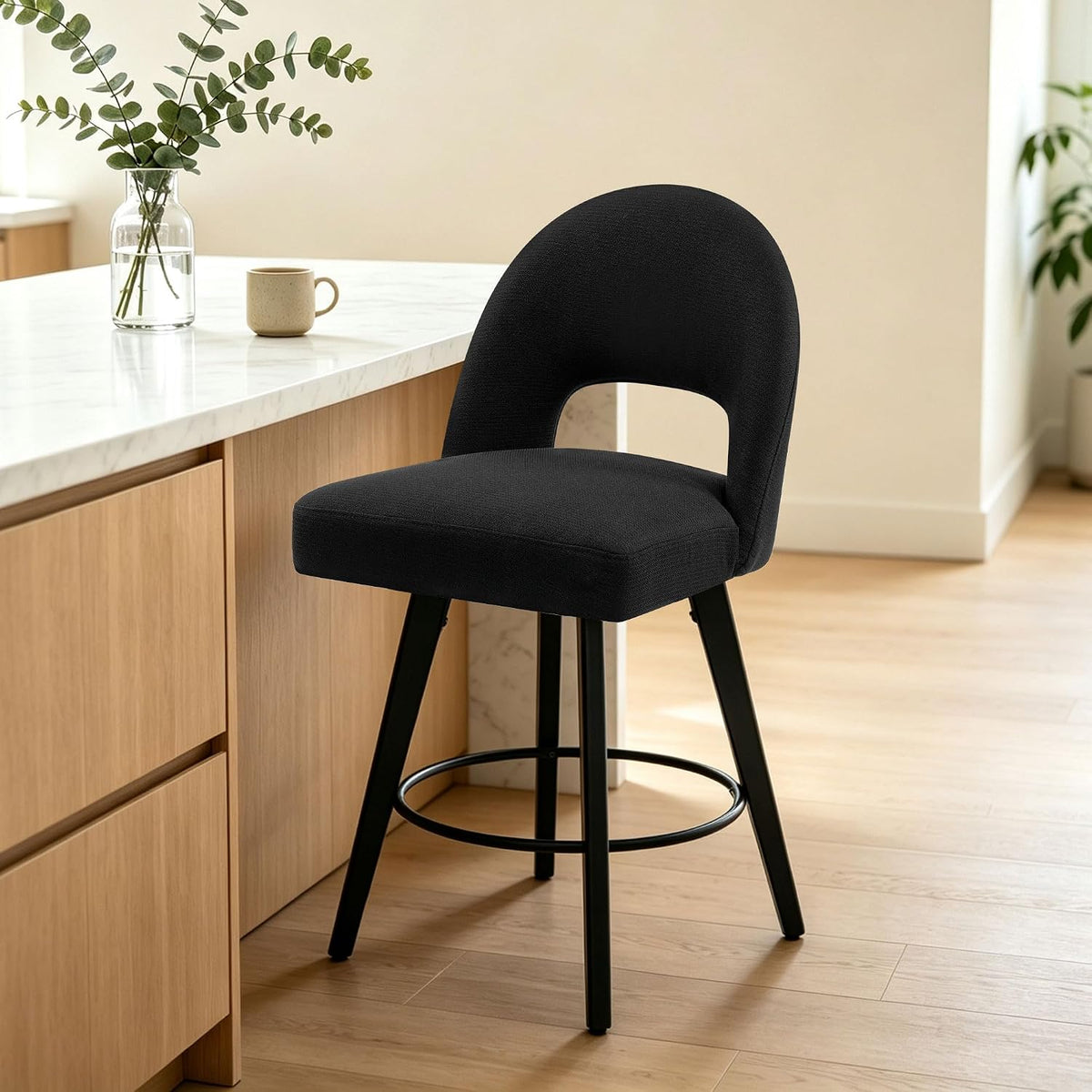 Counter Height Bar Stool, Swivel Upholstered Bar Chair