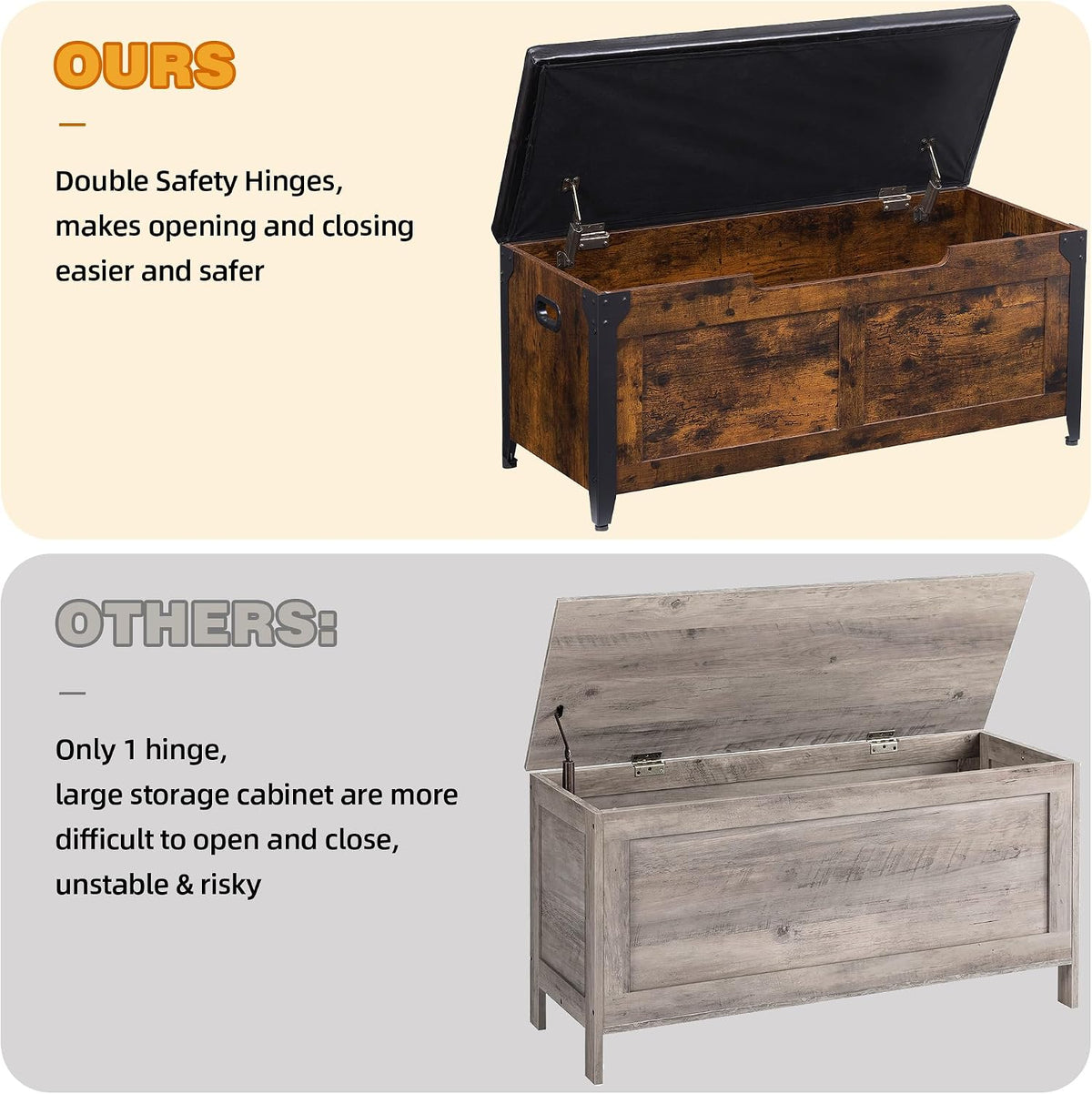 GAOMON 39.4" Storage Chest, Storage Bench with Safety Hinge