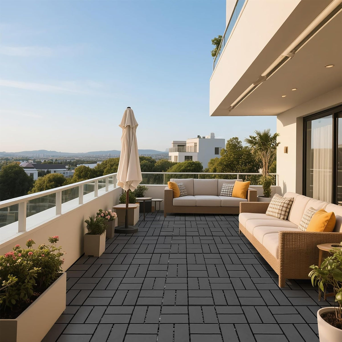 plastic interlocking deck tiles, 44 pack, 12" x, view 9