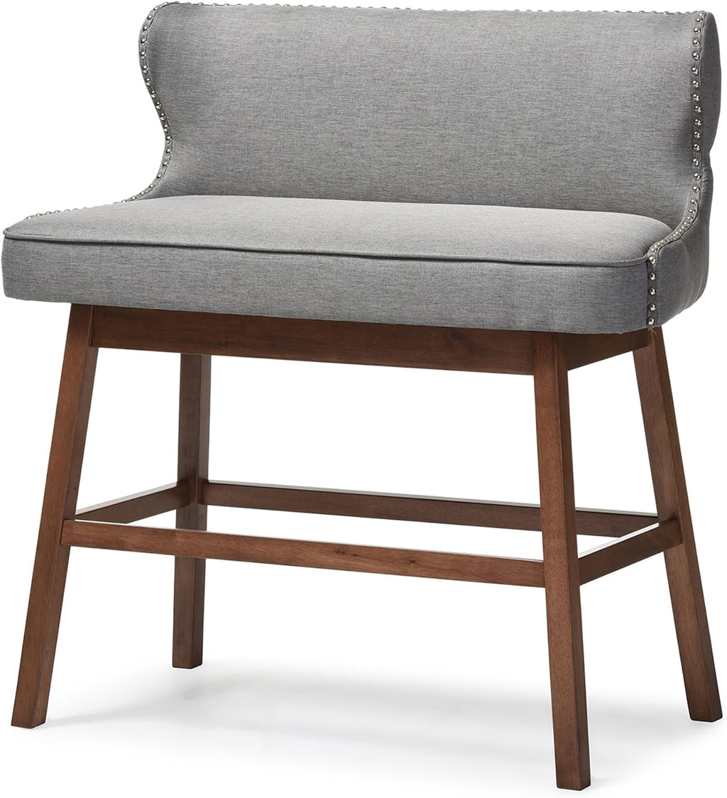 Baxton Studio Gradisca Modern and Contemporary Grey Fabric Button-tufted Upholstered Bar Bench Banquette