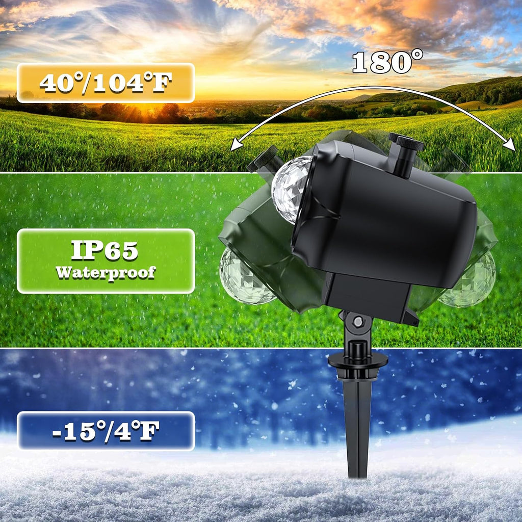 Brighter Halloween Christmas Outdoor Projector Lights with 14 HD (3D Ocean Wave+Patterns) Replaceable Slides, Waterproof for Indoor Outdoor Xmas Theme Party Yard Garden Decoration
