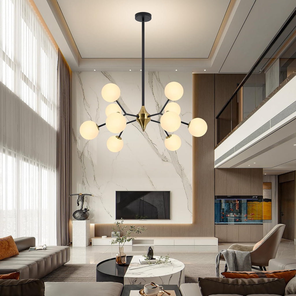 redstar 39" black and gold sputnik chandelier 10-light, package contents