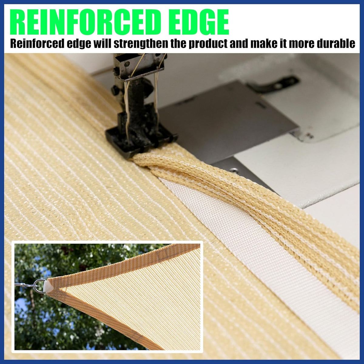 ShadeMart 8' x 12' Beige Sun Shade Sail Rectangle Canopy Cloth Fabric Screen SMSL, Water and Air Permeable & UV Resistant, Heavy Duty, Carport Patio Outdoor - (We Customize Size)