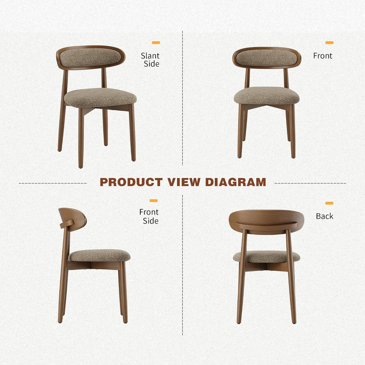Dining Chairs Set of 6, Upholstered Dining Room Chairs with Solid Wood Legs