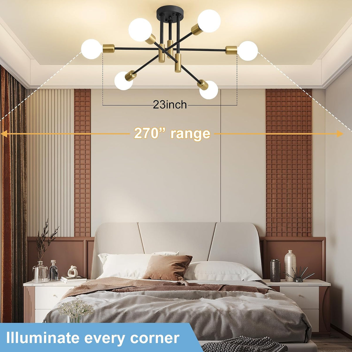 Modern Chandelier Ceiling Light Fixture, 6-Light Sputnik Dining Chandeliers