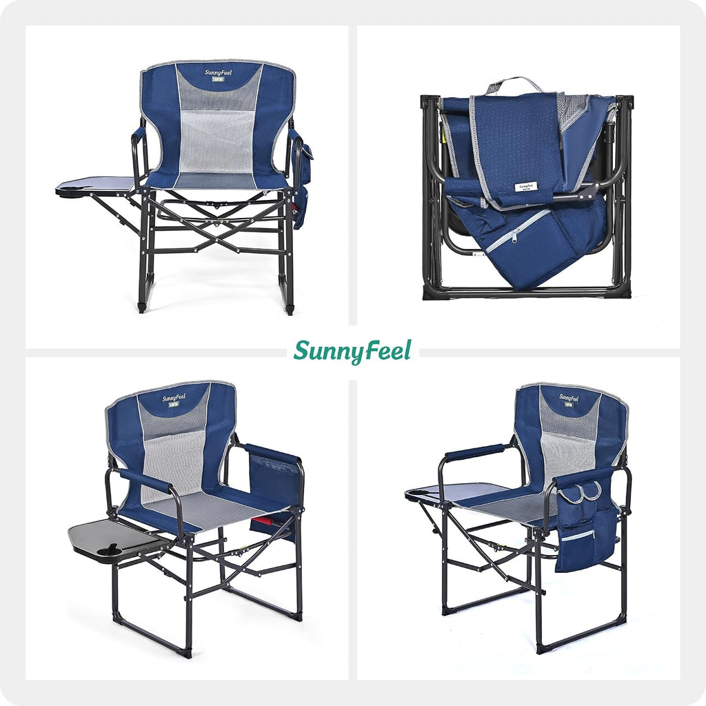 SUNNYFEEL Oversized Camping Chair Portable Directors Chairs with Side Table