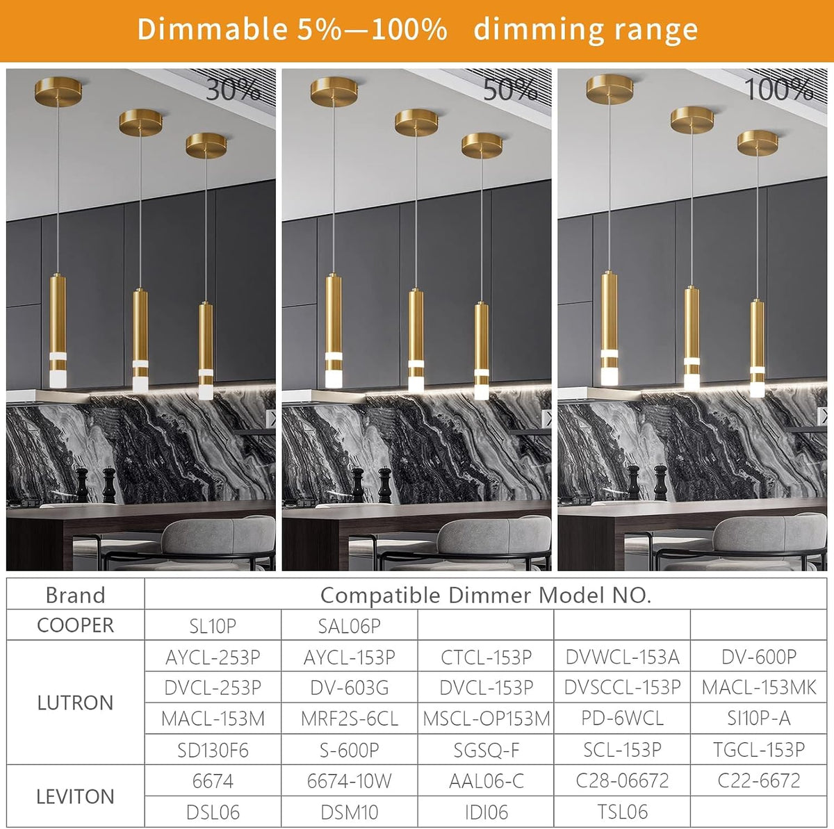 Modern Pendant Light Kitchen Fixture Dimmable LED Gold Mini Pendant Lighting fo Kitchen Island Bedroom Bedside Table Small Pendant Lights (2-Pack)