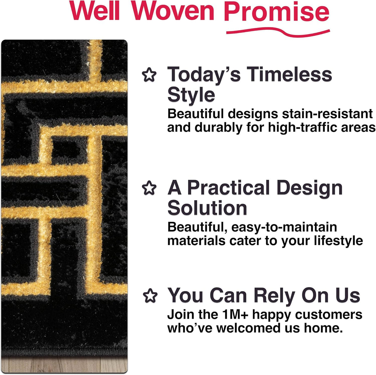 Well Woven Lezlee Abstract Modern 7'10" x 9'10" Area Rug Black Gold Marble Border - for Living Room, Dining Room, Bedroom