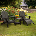 IVY&LANE Outdoor Adirondack Ottoman | Folding | HDPE | Black | All Weather | Waterproof Patio Footrest for Adirondack Chair | Poly Lumber Foot Rest for Deck Backyard