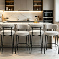 DYHOME Bar Stools Set of 4,Gray 28 Inch Counter Height Bar Stools with Back, Upholstered Boucle Barstools,Mid-Century Modern Bar Chairs for Kitchen Island, Dining Room,Living Room