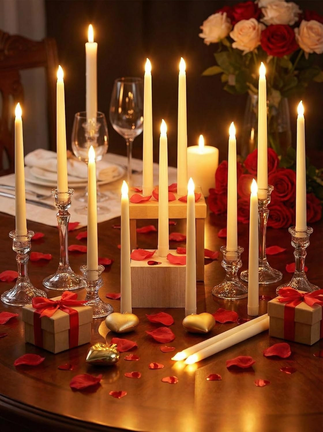 Funtery 48 Pcs Flameless LED Taper Candles,Ivory,11",Classic Style