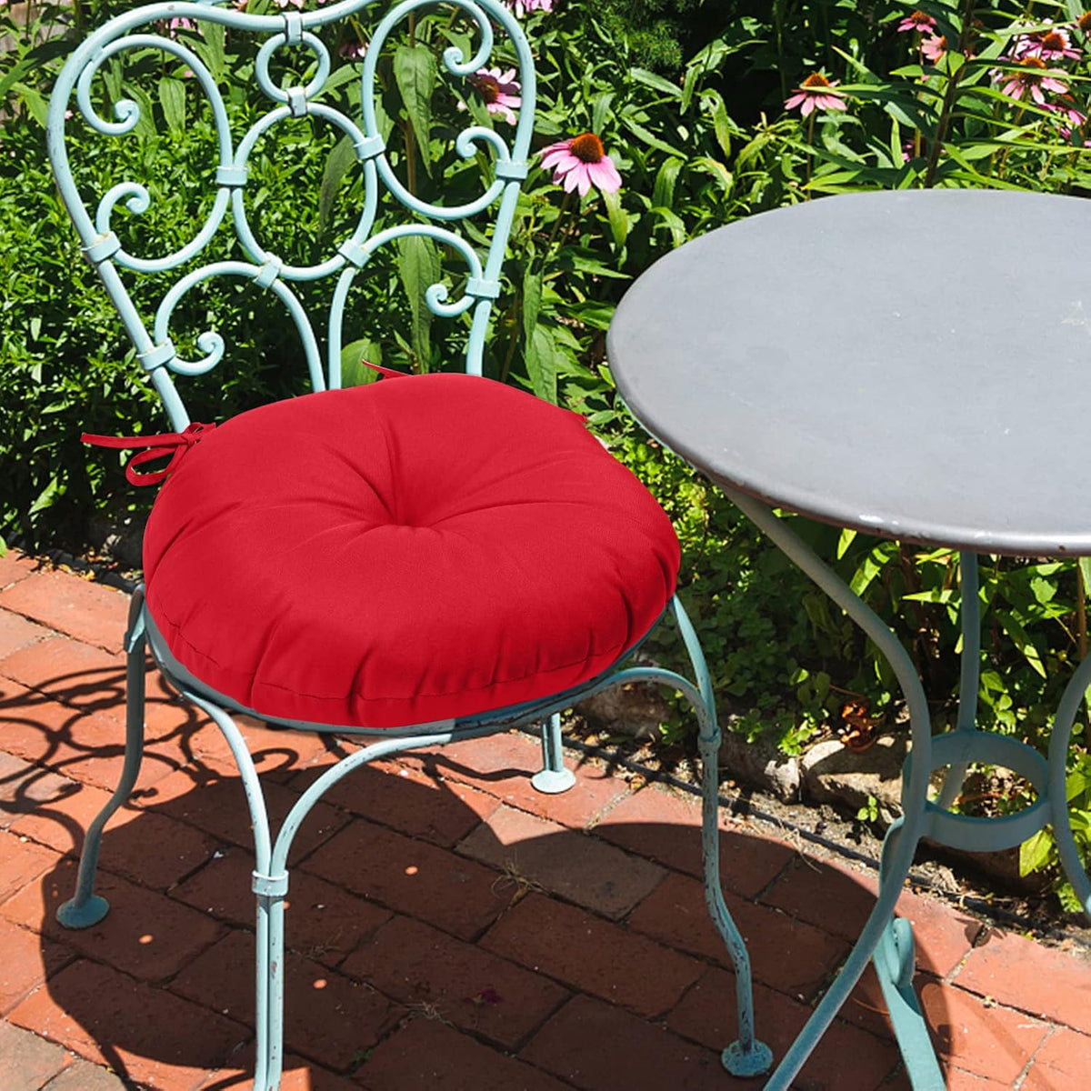gueglsa outdoor tufted round cushions 15 inch, waterproof, side view