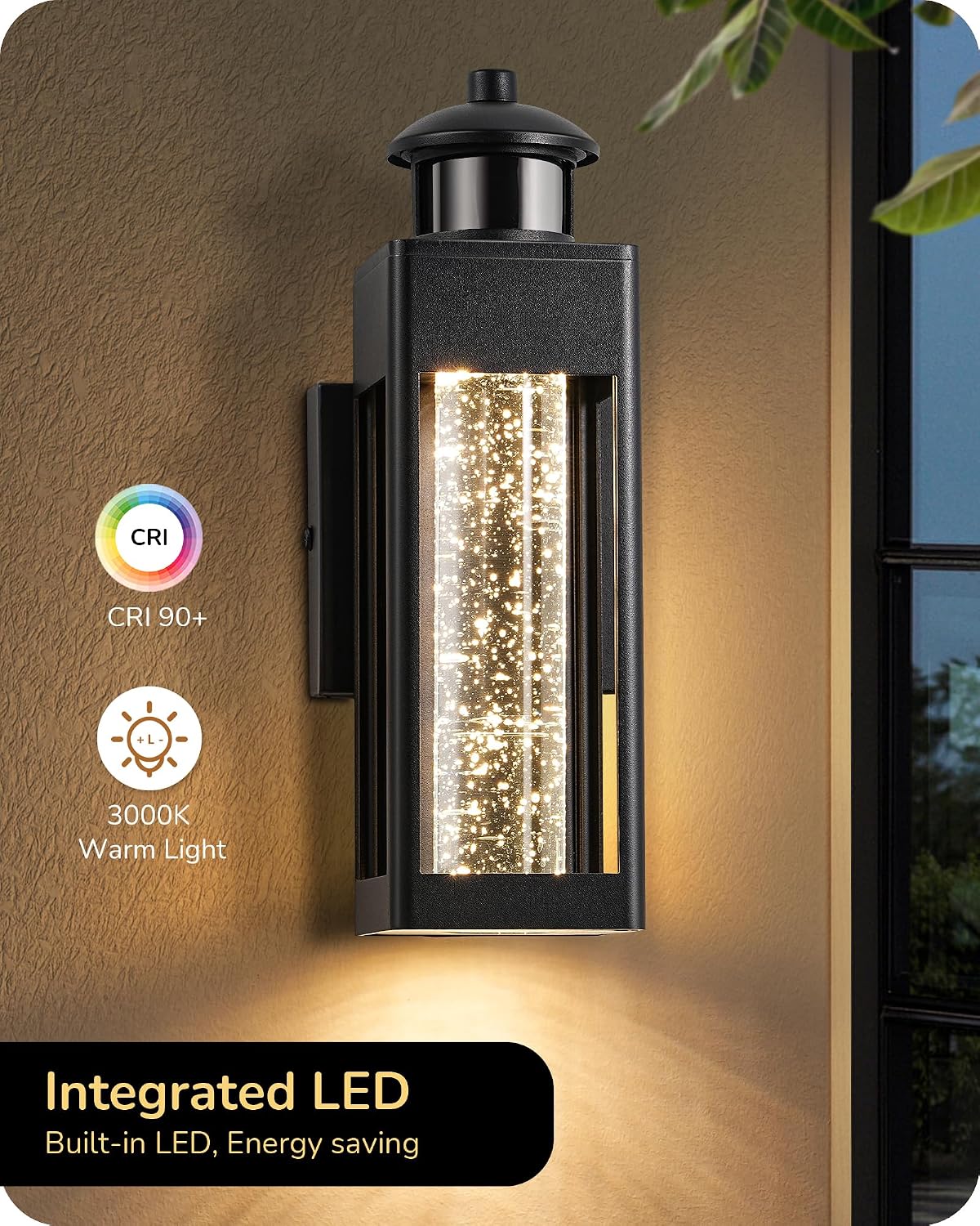 EDISHINE Motion Sensor Dusk to Dawn Outdoor Wall Lights, LED Porch Lights