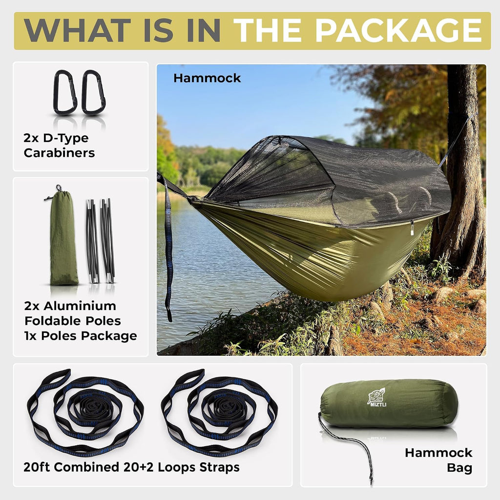 Miztli Camping Hammock Portable Tent-Like Hammock with Net 1/2 Person