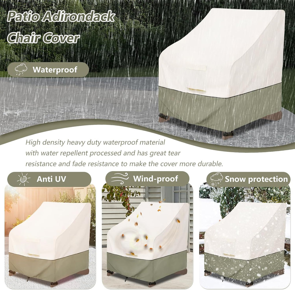 Bitubi Waterproof 4 Pack Patio Adirondack Chair Cover for Outdoor Chair Size Up to 32W x 35D x 36H inch,Outdoor Lawn Patio Furniture Covers (Beige)