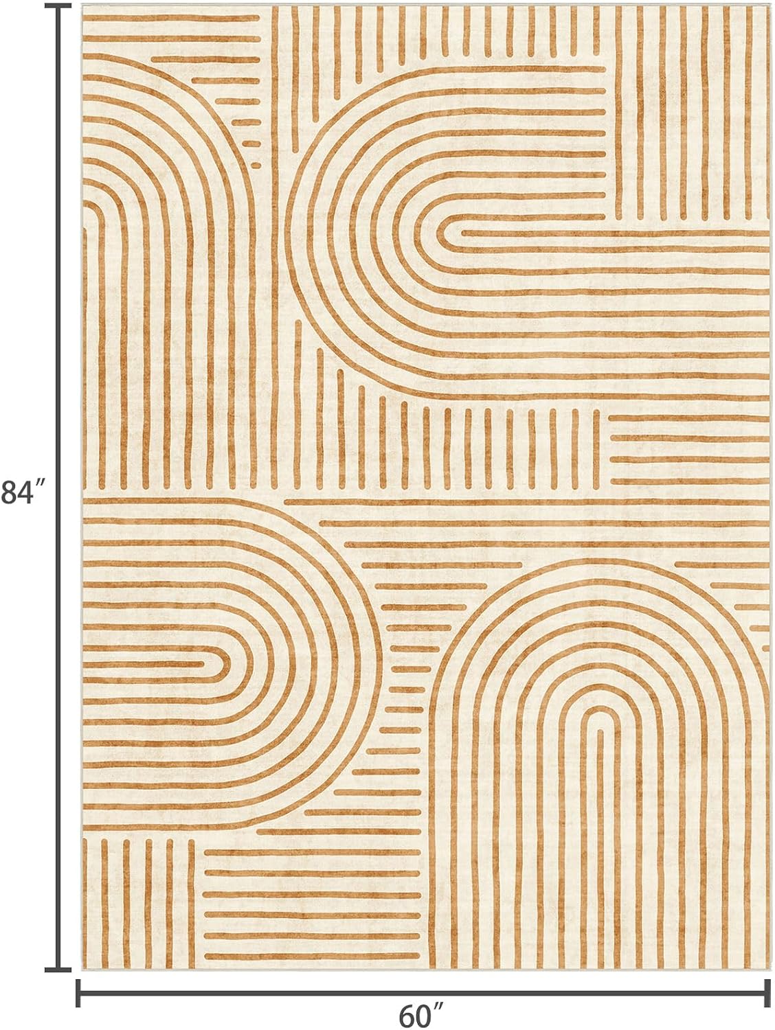 LUXRUG Washable Area Rug 5x7 Boho Non-Slip Modern Orange Living Room Rug