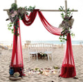MDS Halloween Chiffon Draping Fabric - 2 Panel, 30" Wide x 50ft Long - Sheer Spooky Arbor & Canopy Drapery for Haunted House Backdrops, Party Ceilings, DIY Costumes & Themed Events - Apple Red (Pack of 2)