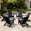 YEFU Adirondack Chairs Set of 6 with Cup Holder, Weather Resistant, Black