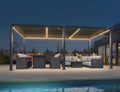 PURPLE LEAF 92KS Louvered Pergola 11.5' x 17.5' with LED Strip Light, Gray