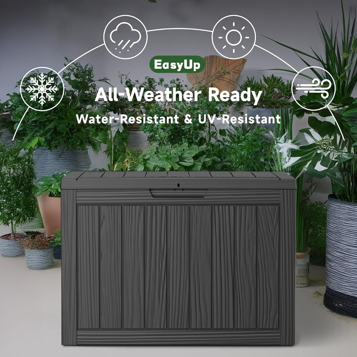 EasyUp 45 Gal Waterproof Outdoor Storage Box UV Resistant Deck Box