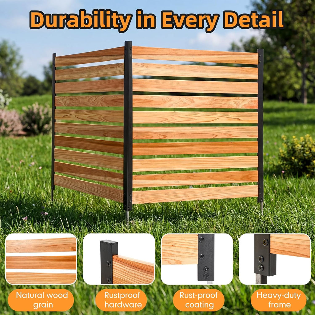 Novabright 42" H x 38" W Outdoor Privacy Fence with Ground Stakes