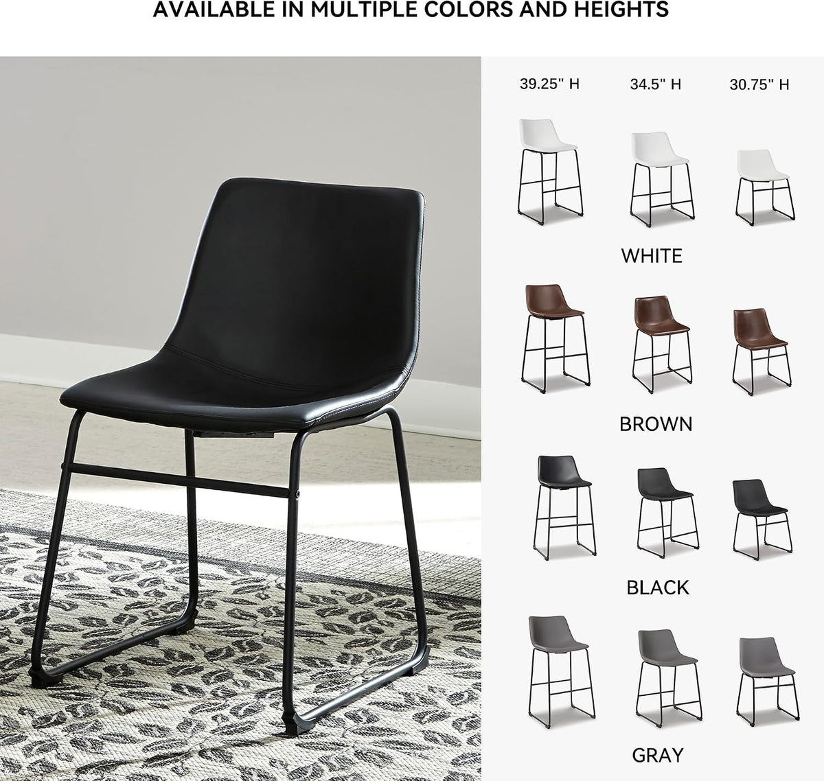 Signature Design by Ashley Centiar Dining Chairs Set of 2, Black