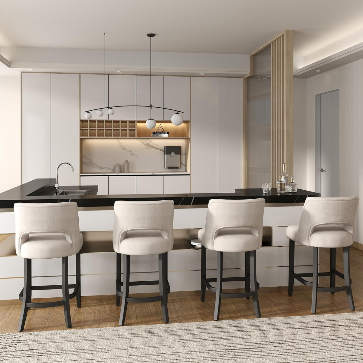 VKNOW Bar Stools Set of 4, 26" Upholstered Counter Height Bar Stools