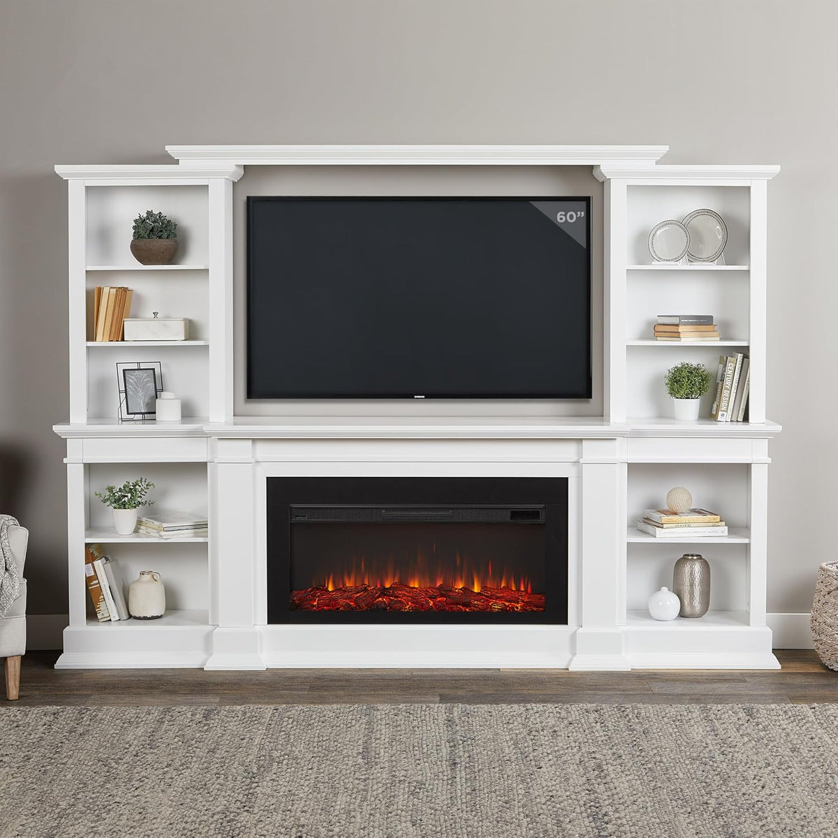 Real Flame Monte Vista Electric Media Fireplace, White,9900E-W