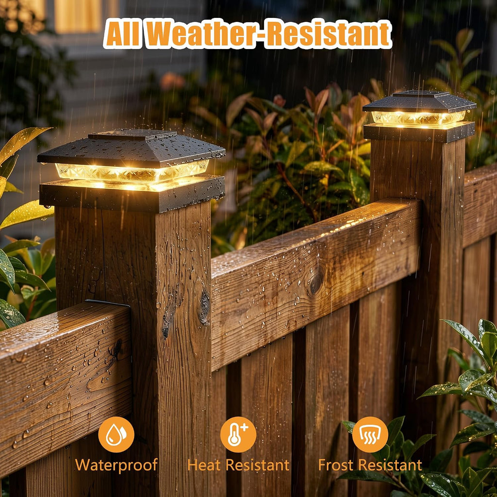 4x4 Solar Post Cap Lights 12-Pack, 16 LED Dual Mode for Wood/Vinyl Posts