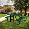 Picnic Tables for Outdoors,Commercial Metal Picnic Table Bench Set with Umbrella Hole,School Canteen Tables W/Seats - Heavy Duty Sturdy Picnic Tables Furniture for Patio Garden (Green, 4FT)